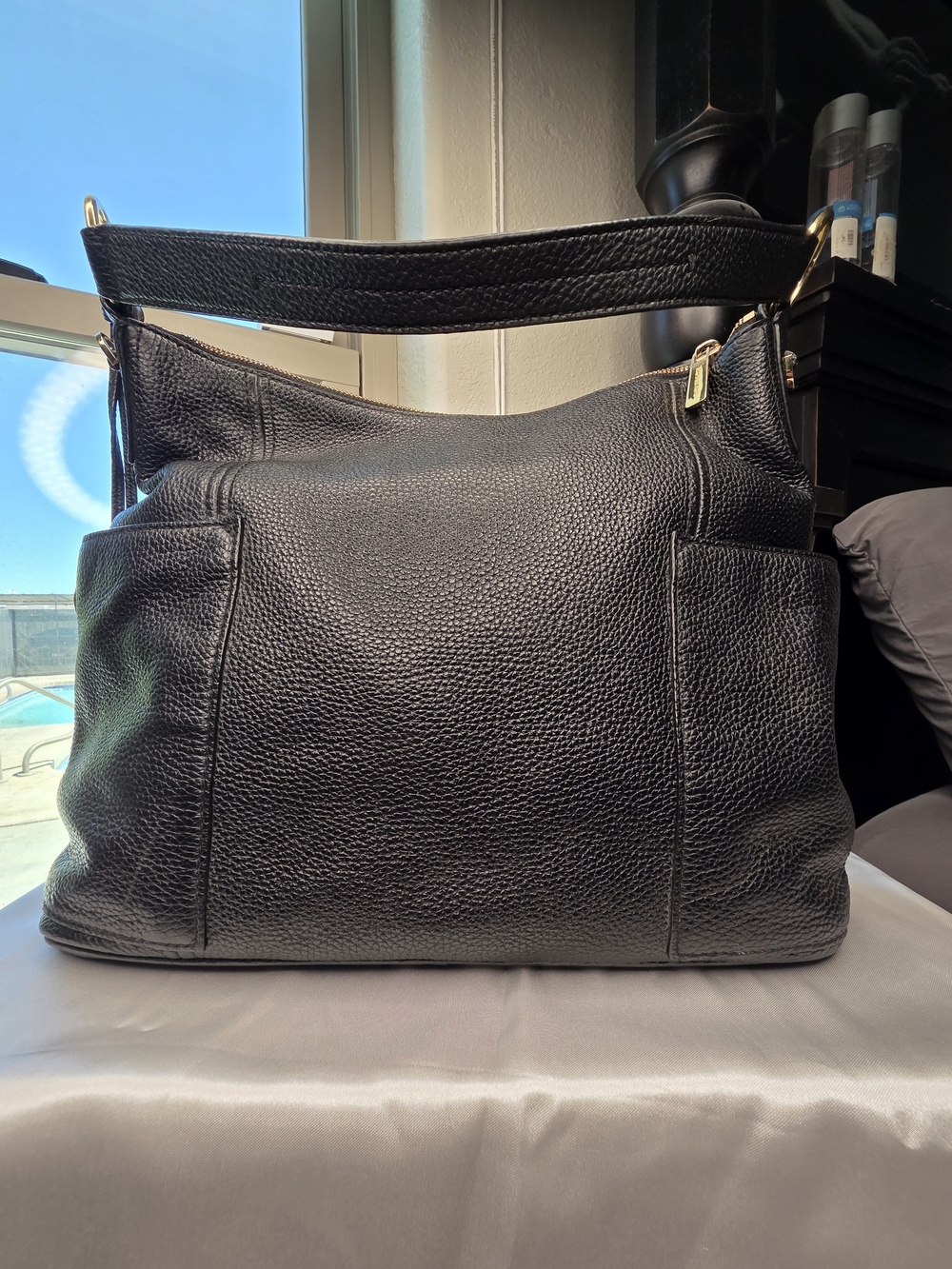 Michael Kors Black Pebbled Leather Hobo Bag - Picture 3 of 6